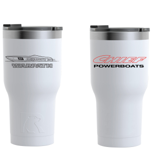 Merch - Accessories - Chief Powerboats - Chief Powerboats RTIC 30oz White Tumbler Limited Edition Warpath Scheme 
